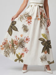 Meadow | Draped Halter Botanical Panel Maxi Dress