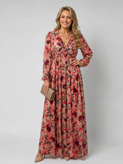 Camelo | Floral Print Long Sleeve Tiered Maxi Dress