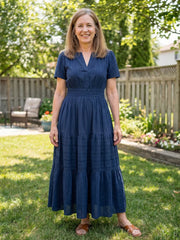 Odelia | Short Sleeve Tiered Maxi Dress