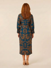 Corinna | Long Sleeve V Neck Twist Front Midi Dress
