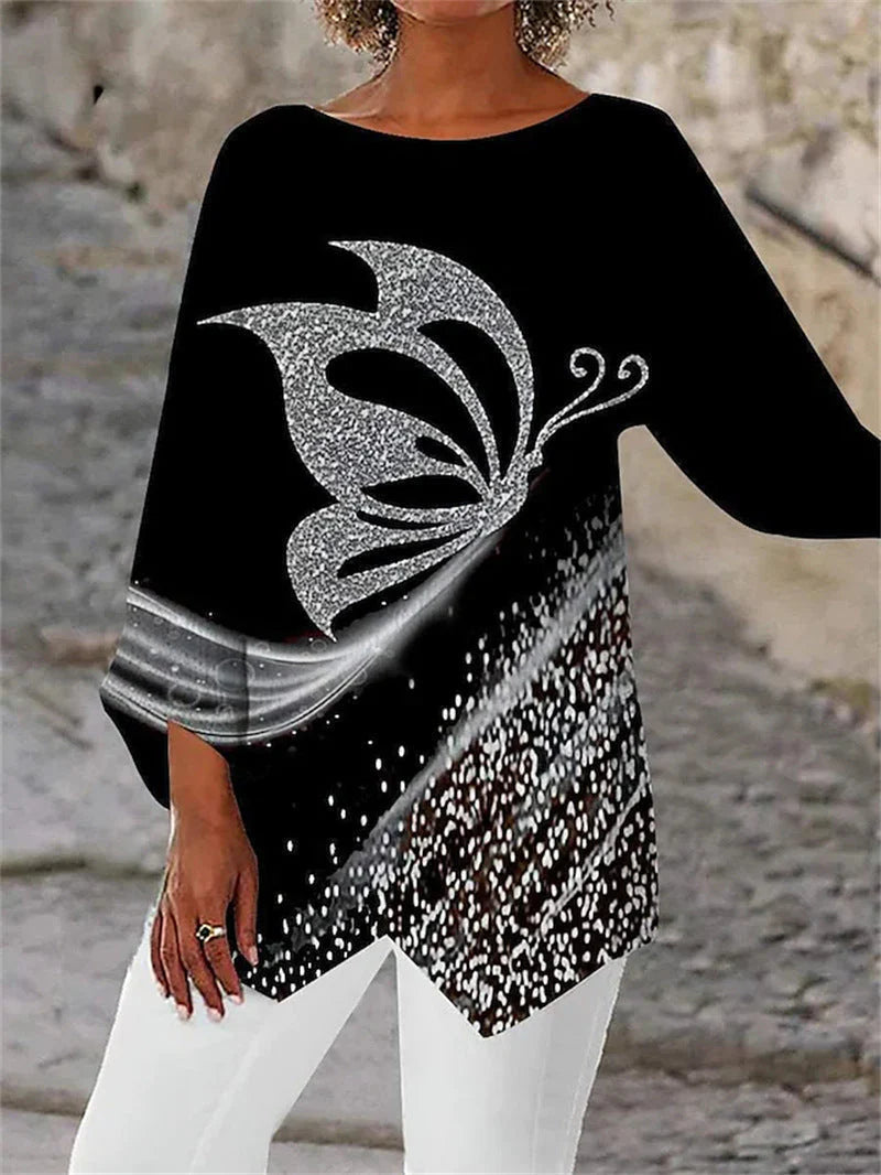 TARA – SPARKLING BUTTERFLY TUNIC TOP