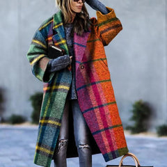 Marina – Vibrant Oversized Plaid Long Coat