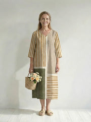Soren | Light Mixed Stripe Midi Dress