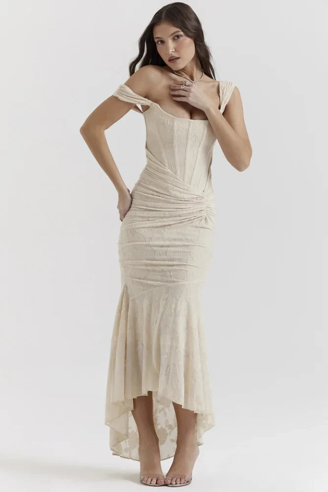Charlotte – Romantic Sculpted Elegance Midi Dress