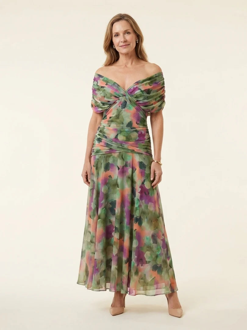 Maristelle | Off Shoulder Twist Front Midi Dress