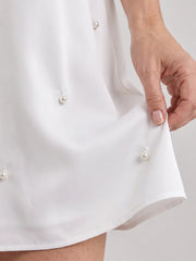 Avelen | Halter Neck Pearl Detail Mini Dress