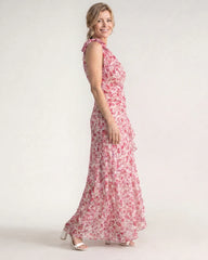 Ikele | Ditsy Floral One Shoulder Ruffle Hem Midi Dress