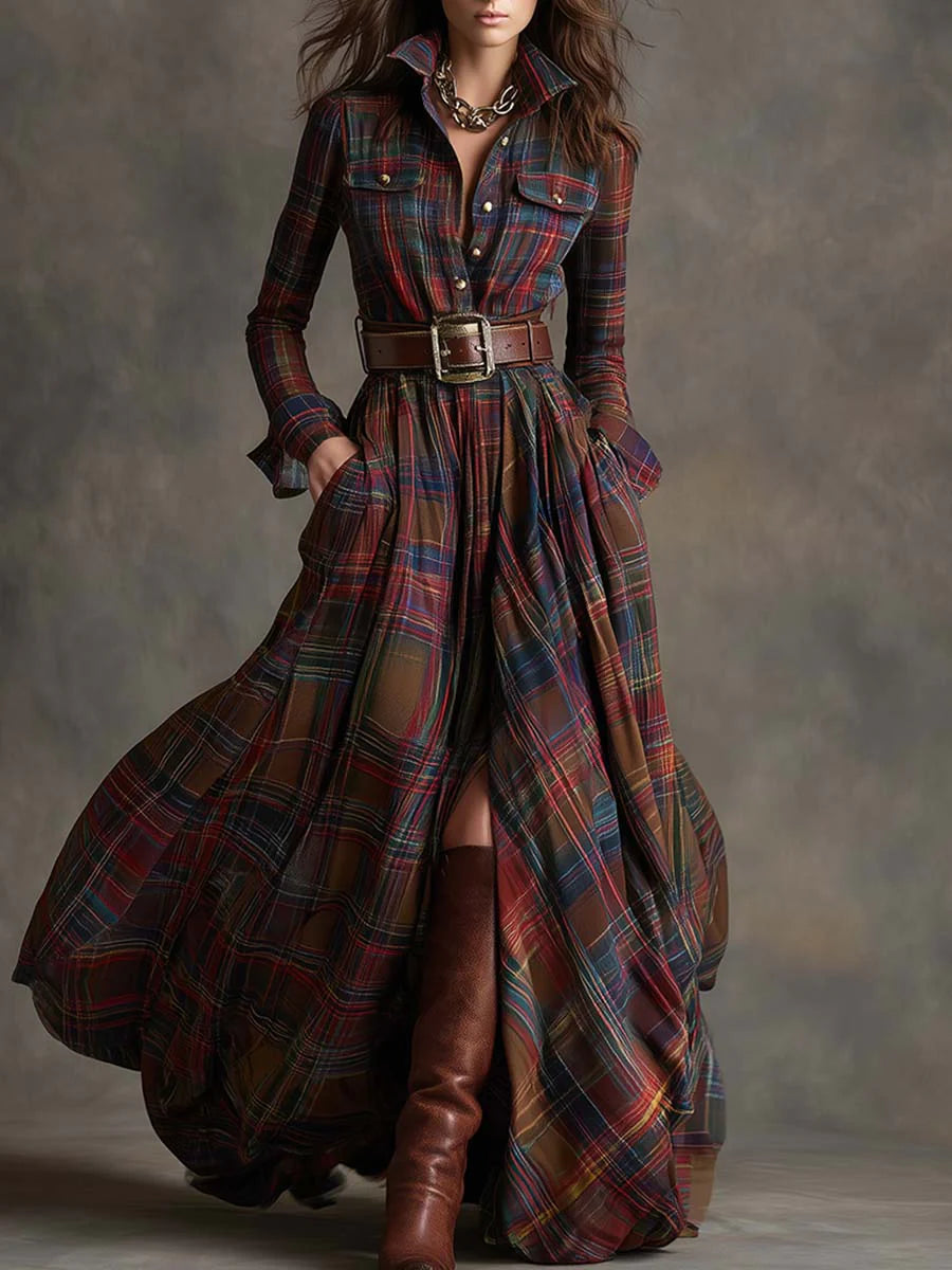 Hadley – Timeless Plaid Shirt Maxi Dress