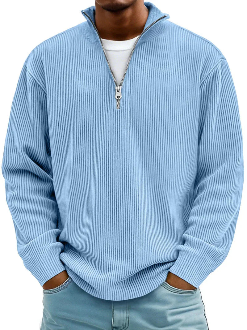 Jason – Relaxed Half-Zip Ribbed Sweater