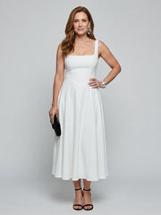 Pallas | Sleeveless Square Neck Flared Skirt Midi Dress