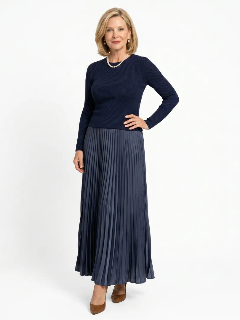 Fawn | Knit Top Pleated Skirt Midi Dress