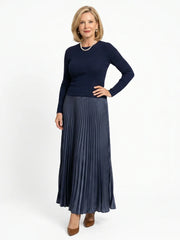 Fawn | Knit Top Pleated Skirt Midi Dress
