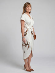 Cypress | Flutter Sleeve Wrap Botanical Print Midi Dress