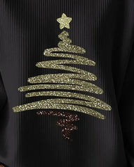 Loose Pitted Christmas Print Sweatshirt