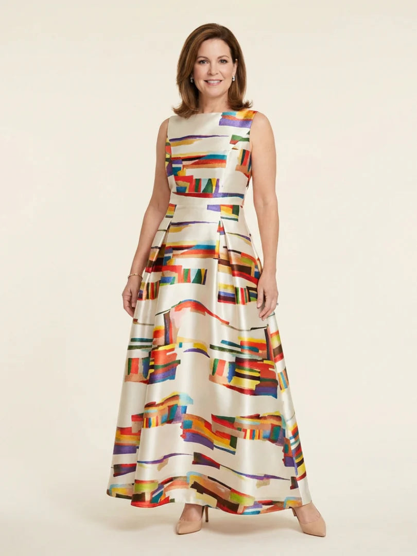 Valeria | Sleeveless Round Neck Pleated Maxi Dress