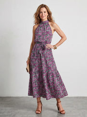Anise | High Neck Floral Tiered Midi Dress