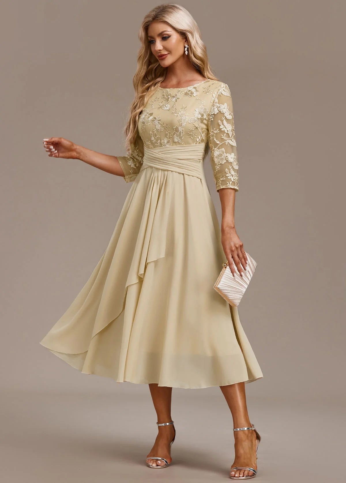 Andrea – Elegant Floral Chiffon Dress