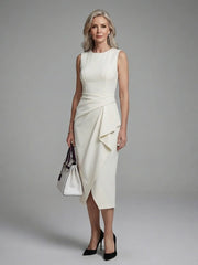 Lunara | Sleeveless Asymmetric Draped Midi Dress