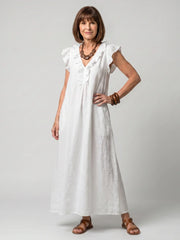 Fern | Sleeveless Ruffle Trim Midi Dress