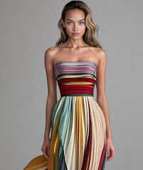 Strapless Striped Women's Dress
