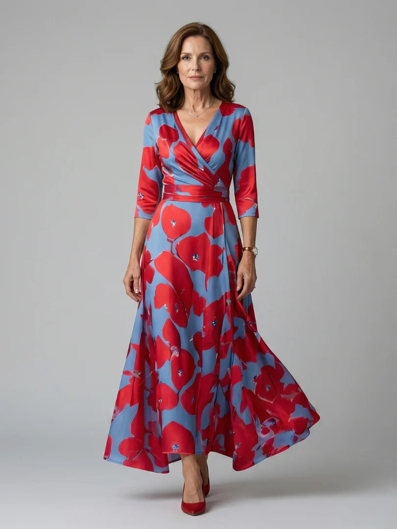 Celine | Cross Wrap Neck Midi Dress