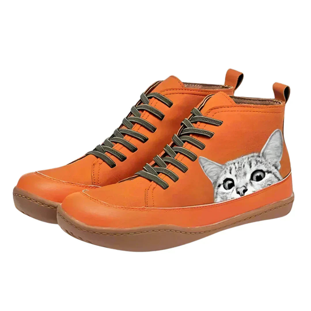 Kelly – Playful Cat High-Top Sneakers