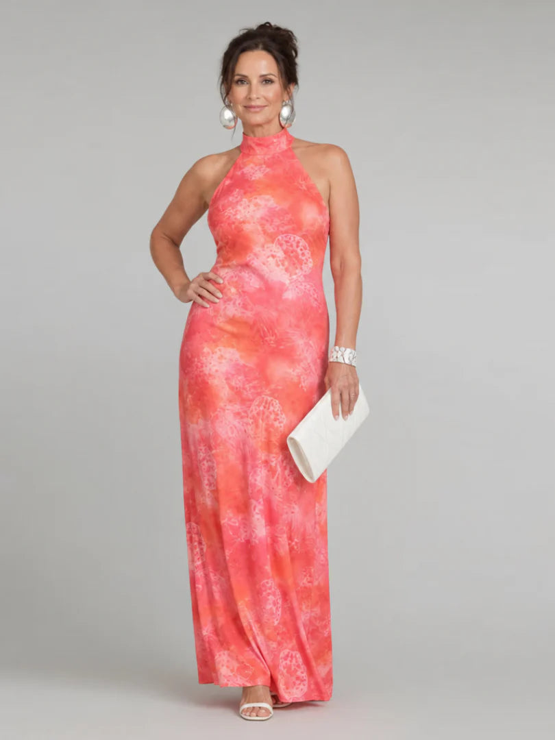 Coraline | Halter Neck Printed Pattern Maxi Dress