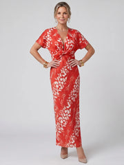 Astra | Short Sleeve Abstract Pattern Maxi Dress