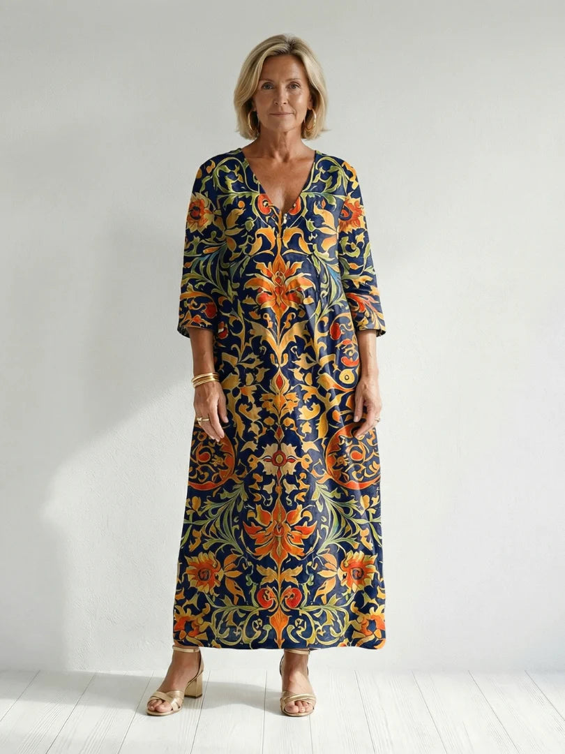 Elise | Clean Ornate Floral Midi Dress