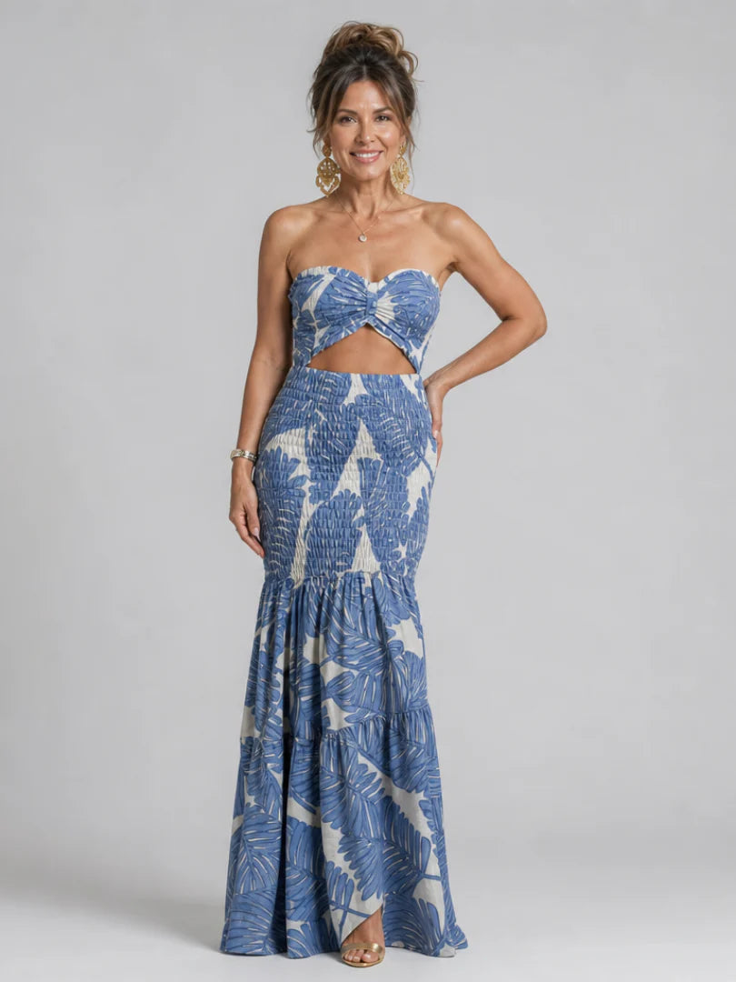 Azaria | Strapless Two Piece Printed Maxi Dress Set