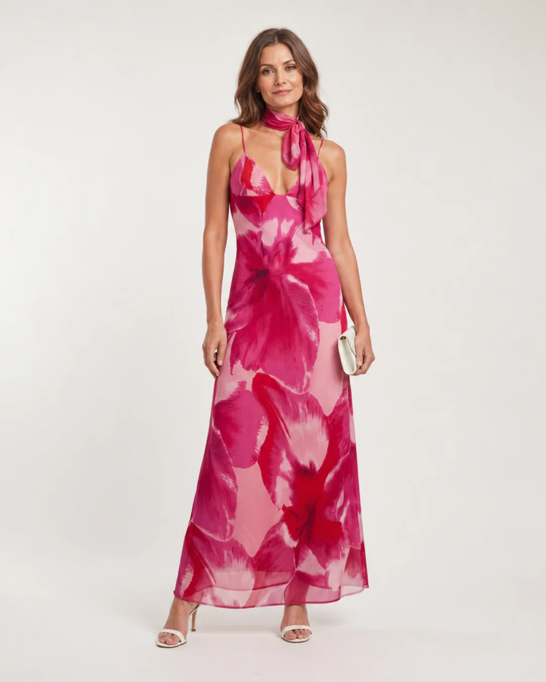 Najem | Watercolor Print Sleeveless Deep V Midi Dress