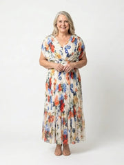 Savannah | Short Sleeve Pleated Floral Midi Dress