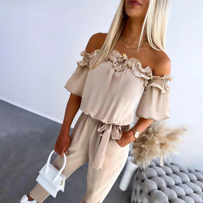 Mia – Romantic Ruffle Off-Shoulder Jumpsuit