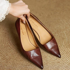 Leonie – Classic Pointed Toe Leather Heels