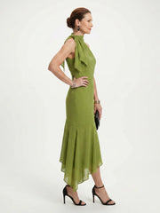 Winifred | Draped Halter Keyhole Midi Dress