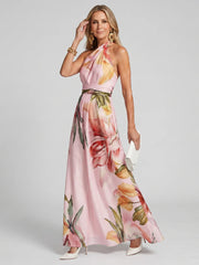 Hester | Soft Halter Flowing Skirt Maxi Dress