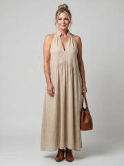 Adelina | Halter Neck Relaxed Flowing Silhouette Midi Dress