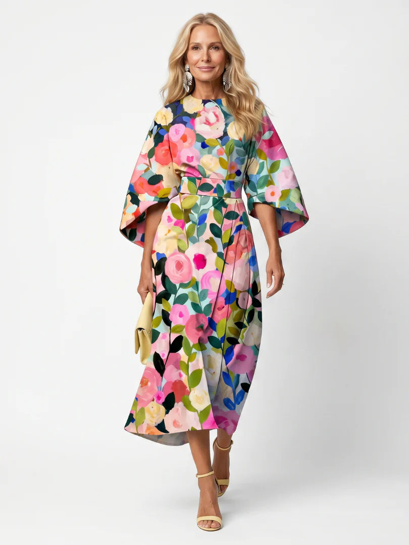 Glade | Wide Sleeve Floral Midi Dress