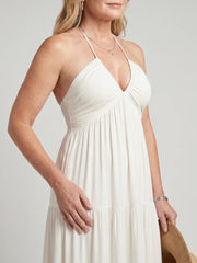 Dextra | Halter Neck Tiered Skirt Midi Dress