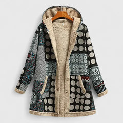 Carrie – Cozy Floral Hooded Coat
