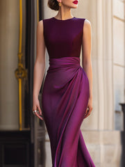 Ruched Waist Sleeveless Elegant Maxi Dress