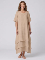 Clara | Short Sleeve Layered Midi Dress