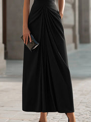 Ruched Waist Sleeveless Draped Maxi Dress