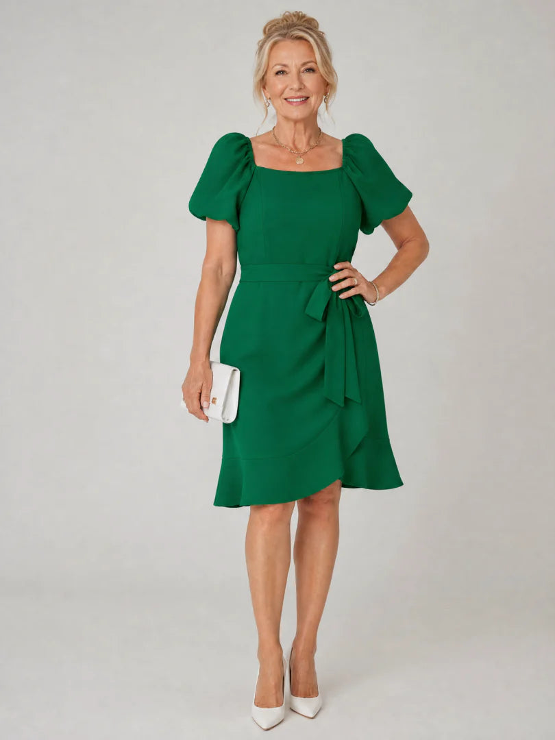 Ruosa | Short Puff Sleeve Side Tie Detail Mini Dress