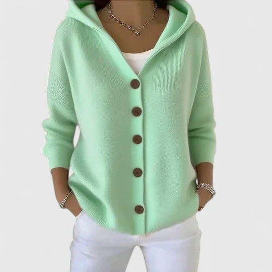 Olivia – Button-Up Hooded Cardigan