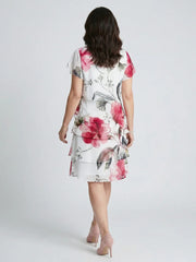 Keoni | Soft Petal Layered Knee Length Dress