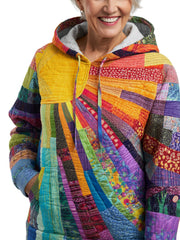 Aurora – Radiant Patchwork Art Hoodie