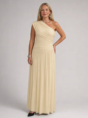 Evadra | One Shoulder Draped Bodice Maxi Dress