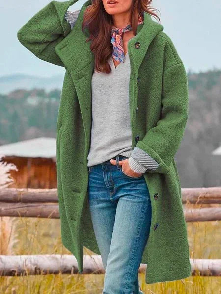 Janice - Cozy Hooded Tweed Coat