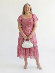 Odette | Off Shoulder Floral Smocked Midi Dress